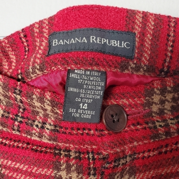Vintage Banana Republic Wool Tartan Plaid Skirt Italy 14 Academia Preppy Y2K - Picture 5 of 7